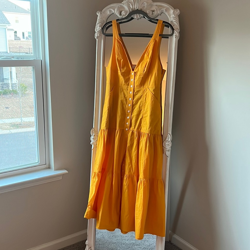 NWOT, Orange dress, by A.L.C. Plunging neckline, deep pockets. Next day ship!